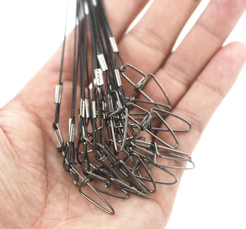 Mimilure 20pcs Heavy Duty Fishing Leaders: 19" Stainless Steel Wire Leaders Black with snap and Swivel for Pike Catfish - Image 3